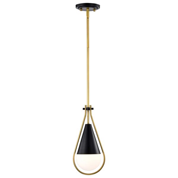 Admiral Matte Black One-Light Pendant with White Opal Glass, image 6