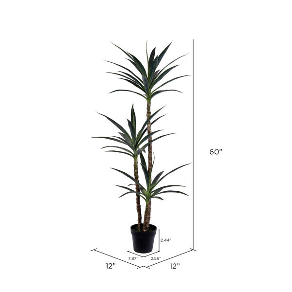 Green 60-Inch Yucca Tree with Black Pot, image 2
