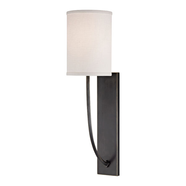 Colton Old Bronze One-Light Energy Star Wall Sconce with Linen Shade, image 1