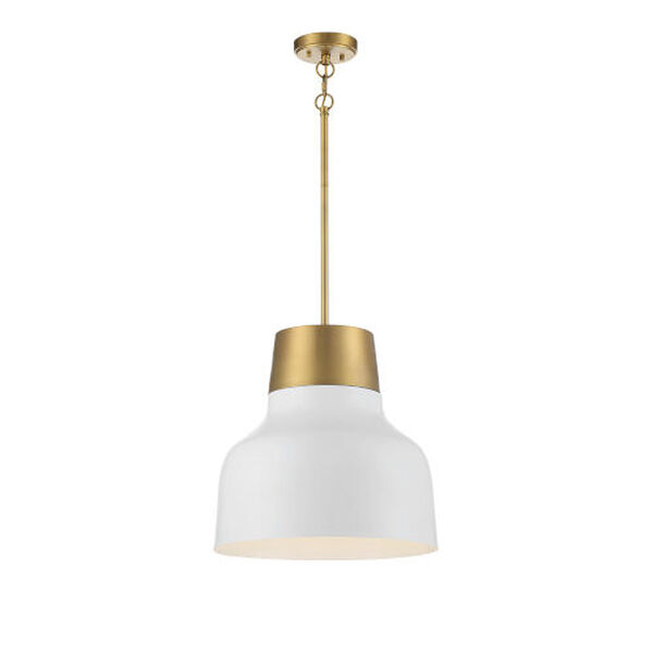 Chelsea White with Natural Brass 17-Inch One-Light Pendant, image 1