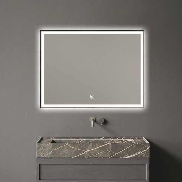 Vanta Black 24 x 32-Inch Rectangular Framed LED Bathroom Mirror, image 2