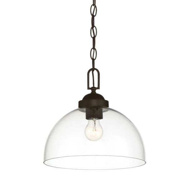 Knoll Oil Rubbed Bronze One-Light Down Pendant with Clear Glass, image 1