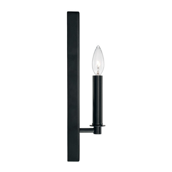 Avery Matte Black One-Light Sconce with Mirrored Backplate, image 5