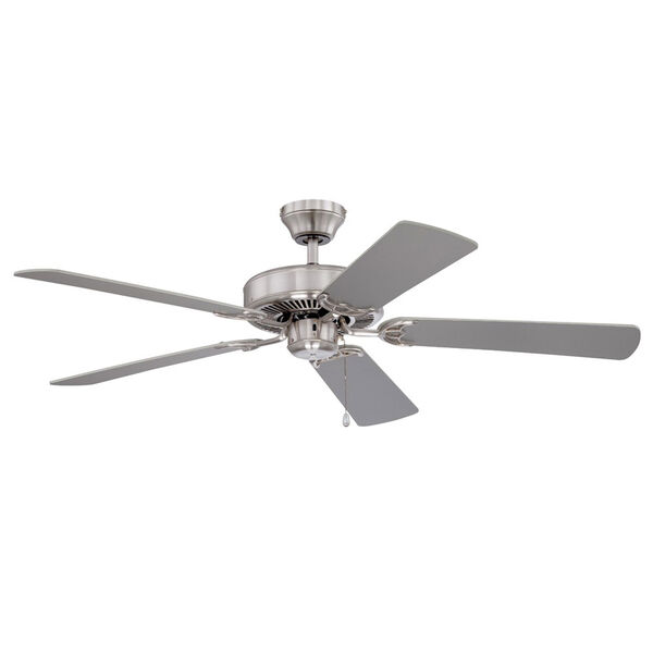Builders Choice 52-Inch Satin Nickel with Reversible Silver and White Blades Ceiling Fan, image 1