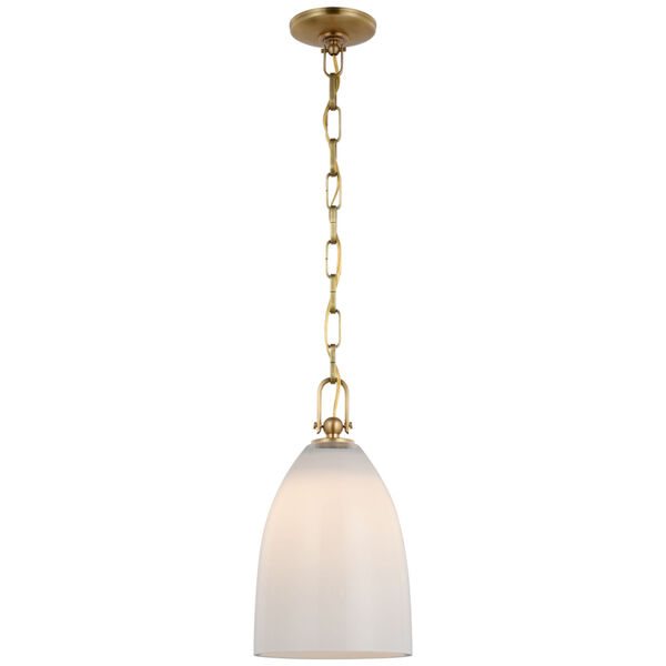 Andros Medium Pendant in Antique-Burnished Brass with White Glass by Chapman  and  Myers, image 1