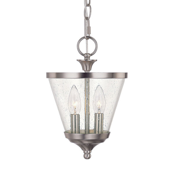 Stanton Brushed Nickel Two-Light Convertible Semi Flush Mount with Soft White Glass, image 2