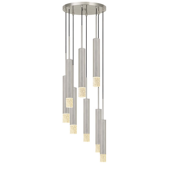 Gray and Chrome Eight-Light Integrated LED Pendant, image 3