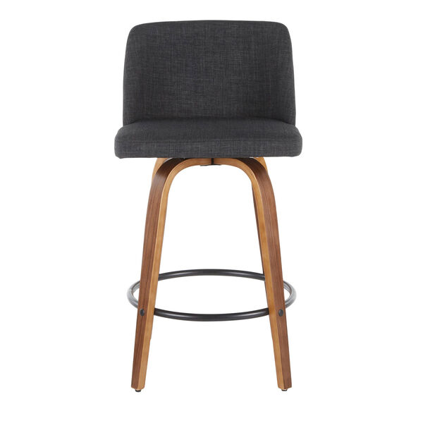 Toriano Walnut, Charcoal and Black Counter Stool with Round Footrest, Set of 2, image 5
