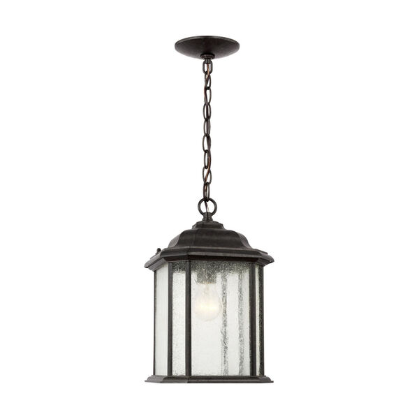 Kent Oxford Bronze One-Light Outdoor Pendant with Clear Seeded Shade, image 1