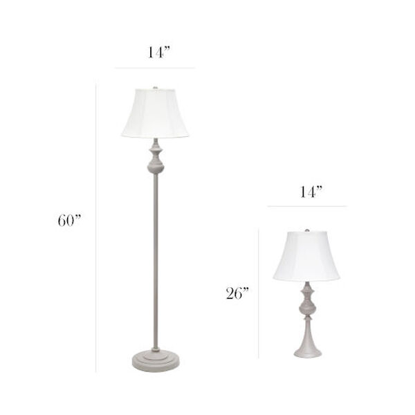 Quince Gray and White Lamp Set, Three Piece, image 6