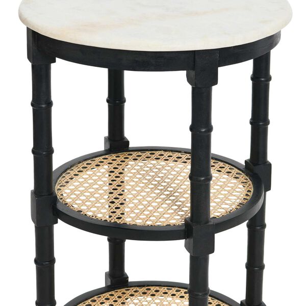 Black Mango Wood and Woven Cane Side Table, image 2