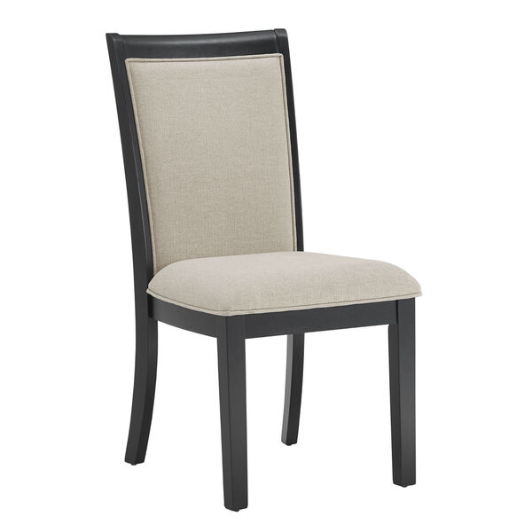 Tate Satin Ebony and Dove White Upholstered Back Dining Chair, image 1