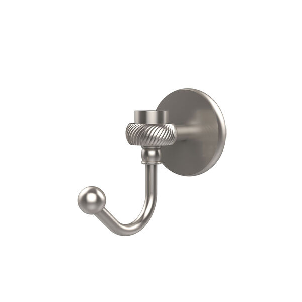 Satellite Orbit One Robe Hook with Twisted Accents, Satin Nickel, image 1