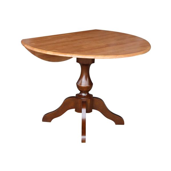 Cinnamon and Espresso 30-Inch High Round Pedestal Dual Drop Leaf Table, image 3
