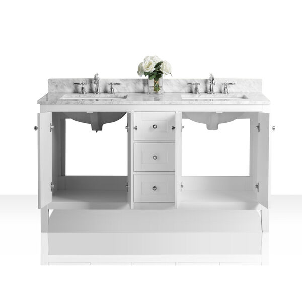 Maili White 60-Inch Vanity Console with Mirror and Gold Hardware, image 8