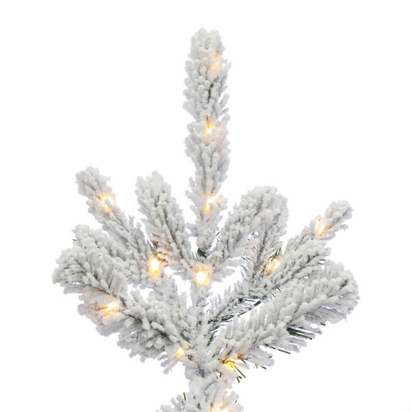 White 7.5 Ft. x 57 In. Flocked Yukon Artificial Christmas Tree with LED Lights, image 2