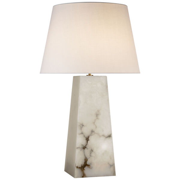 Evoke Large Table Lamp in Alabaster with Linen Shade by Kelly Wearstler, image 1