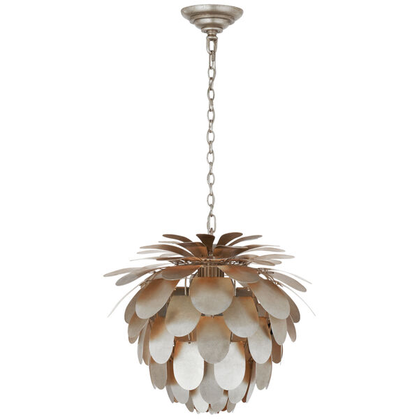 Cynara Small Chandelier in Burnished Silver Leaf by Chapman and Myers, image 1