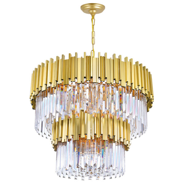 Deco Medallion Gold 12-Light Chandelier with K9 Clear Crystal, image 1
