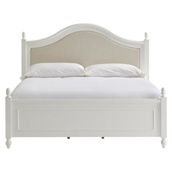 White Arched Paneled Wood Framed Upholstered King Bed, image 3