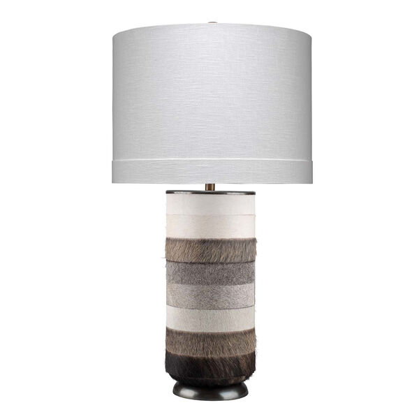 Winslow White Light Gray with Dark Gray Hide One-Light Table Lamp, image 1