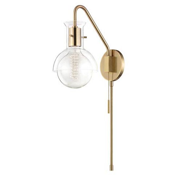 Sloane Aged Brass One-Light 6-Inch Wall Sconce with Clear Glass, image 1