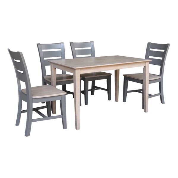 Washed Gray Clay Taupe 30 x 48 Inch Dining Table with Four Chairs, image 1