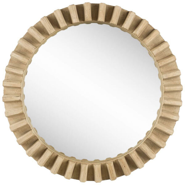 Sprocket Natural Brown Round Wood Frame Wall Mirror, image 2