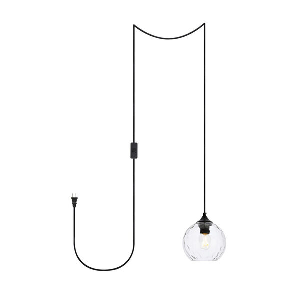 Cashel Black Six-Inch One-Light Plug-In Pendant, image 1