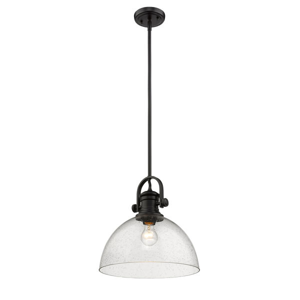 Hines Black 14-Inch One-Light Pendant with Seeded Glass, image 3