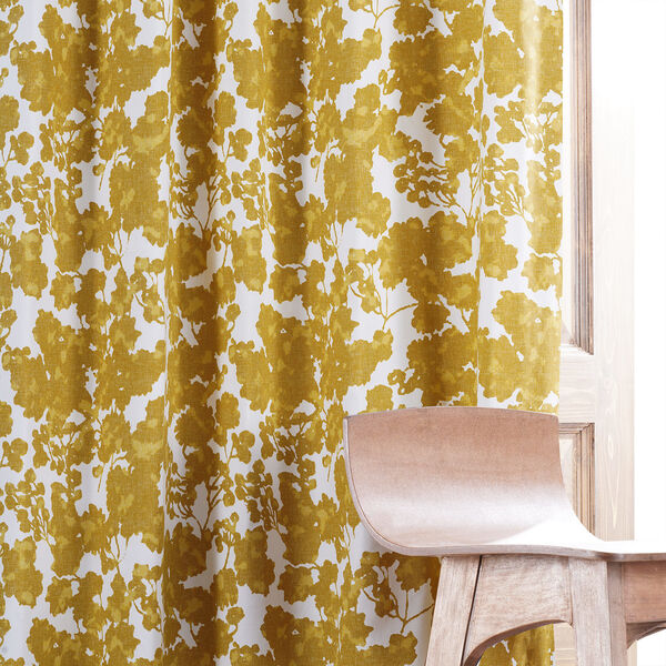 Fleur Gold Printed Cotton Blackout Single Panel Curtain, image 6