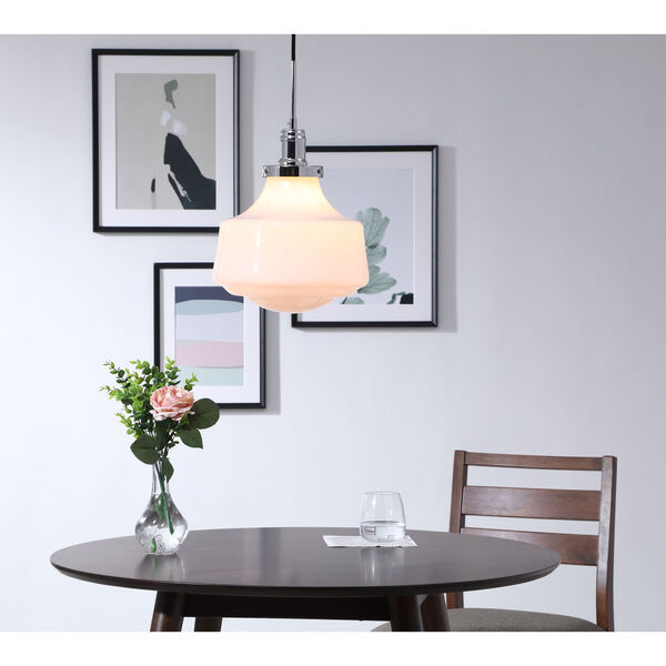 Lyle Chrome 11-Inch One-Light Pendant with Frosted White Glass, image 2