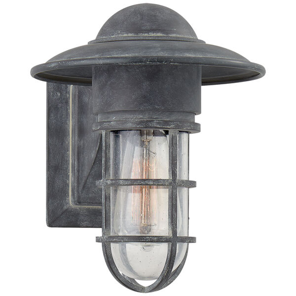 Marine Outdoor Wall Light in Weathered Zinc with Seeded Glass by Chapman and Myers, image 1