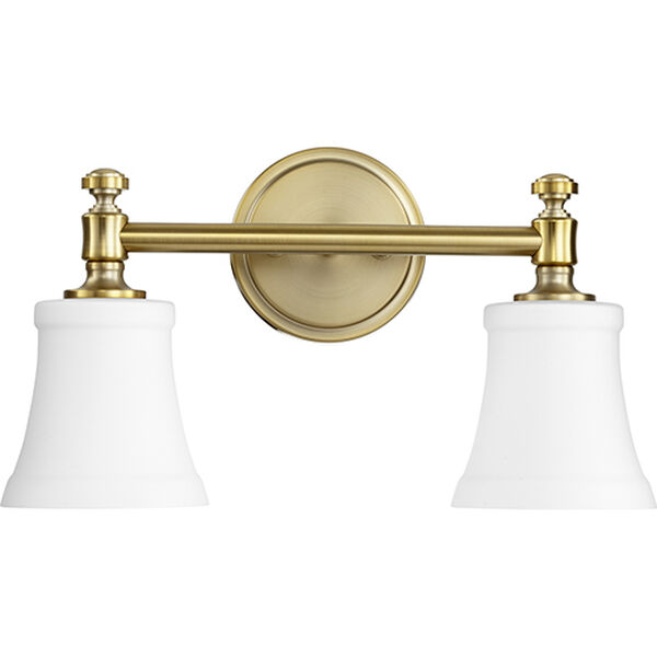 Atherton Aged Brass and Satin Opal Two-Light Bath Vanity, image 1