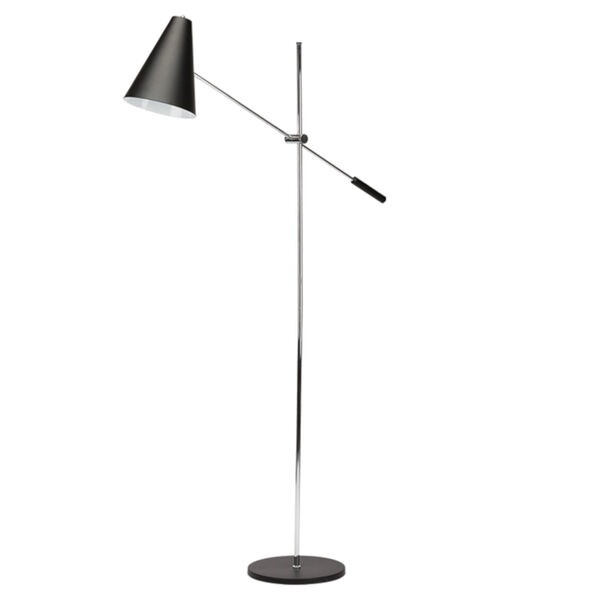 Tivat Matte Black and Silver One-Light Floor Lamp, image 1
