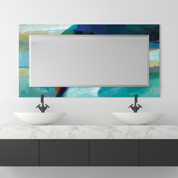 Sky Blue 54 x 28-Inch Rectangular Beveled Wall Mirror, image 1