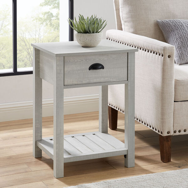 Stone Gray Single Drawer Side Table, Set of Two, image 1
