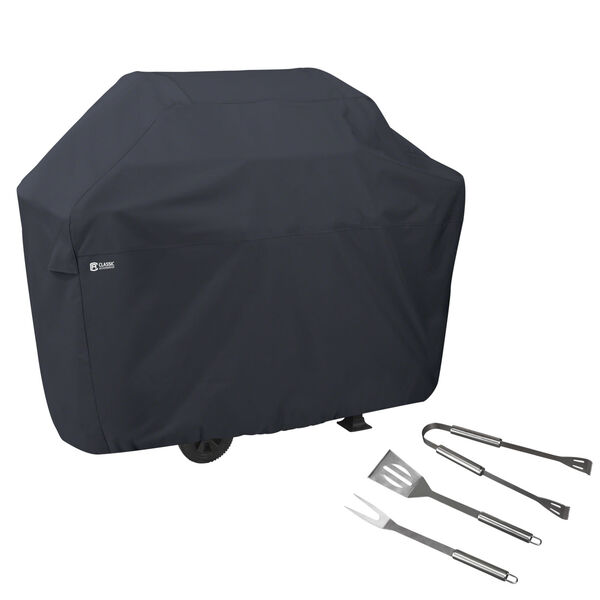 Poplar Black 70-Inch BBQ Grill Cover with Grill Tool Set, image 1