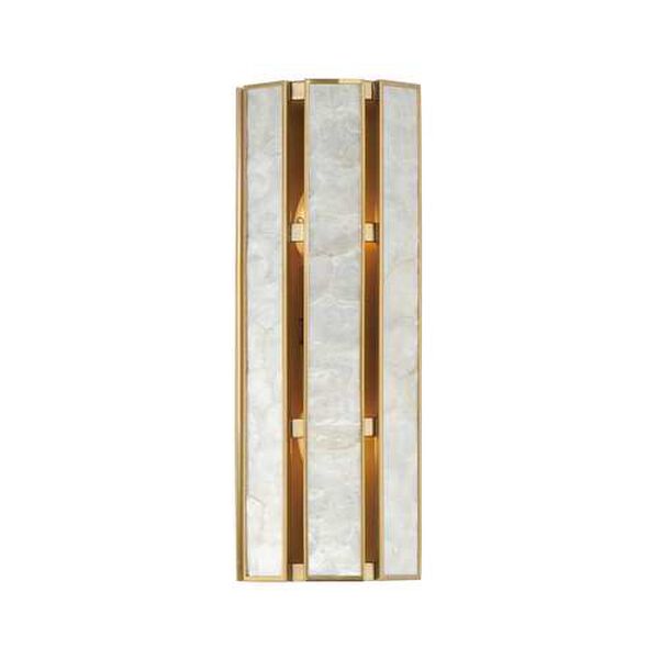 Miramar Capiz Natural Aged Brass Two-Light Wall Sconce, image 1
