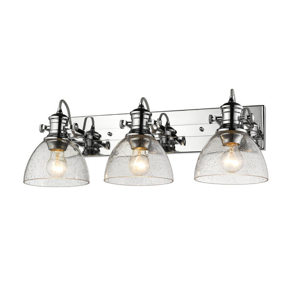 Hines Chrome 25-Inch Three-Light Bath Vanity with Seeded Glass, image 2
