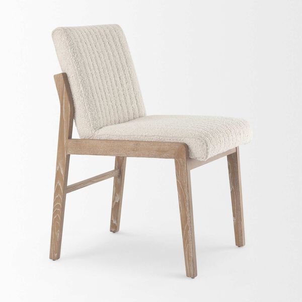 Tahoe Cream Boucle and Light Brown Upholstered Armless Dining Chair, image 6