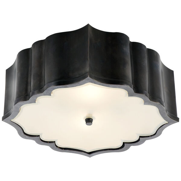 Balthazar Flush Mount in Gun Metal with Frosted Glass by Alexa Hampton, image 1