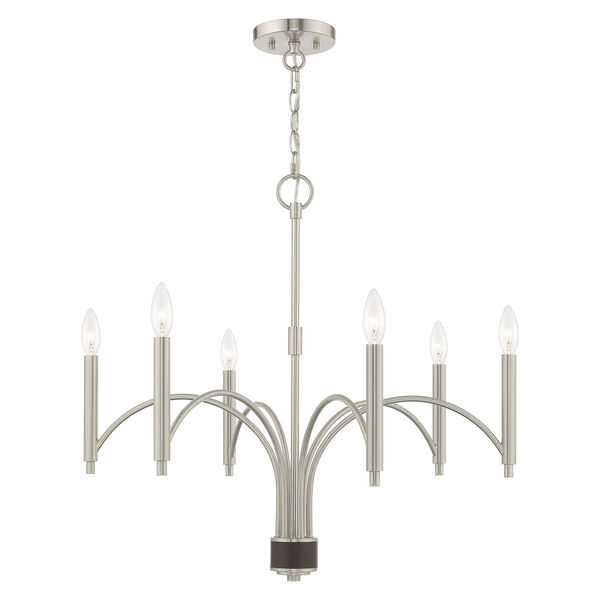 Wisteria Brushed Nickel 26-Inch Six-Light Chandelier, image 5