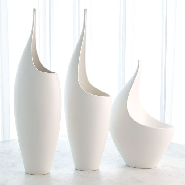 White Curved Tall Stem Vase, image 3