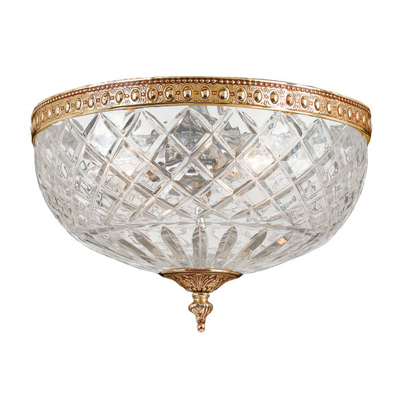 Olde Brass Crystal Flush Ceiling Light, image 1