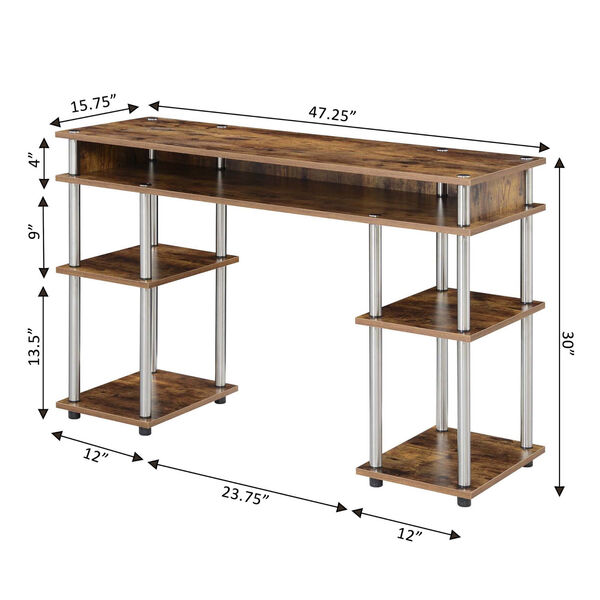 Designs2Go Barnwood Student Desk with Shelves, image 6