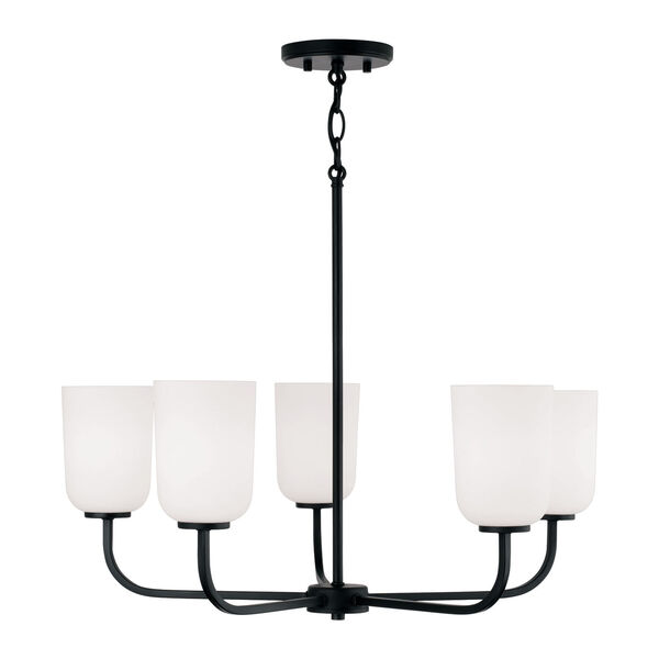 Lawson Matte Black Five-Light Chandelier with Soft White Glass, image 2
