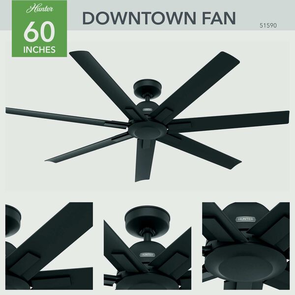 Downtown Matte Black 60-Inch Ceiling Fan, image 3