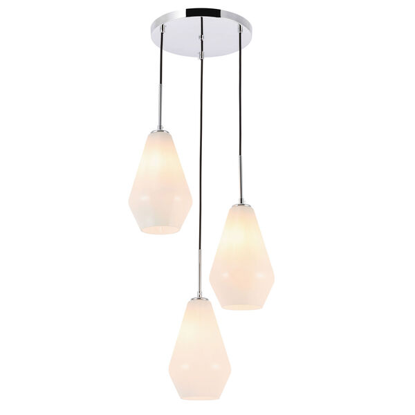 Gene Chrome Three-Light Pendant with Frosted White Glass, image 6