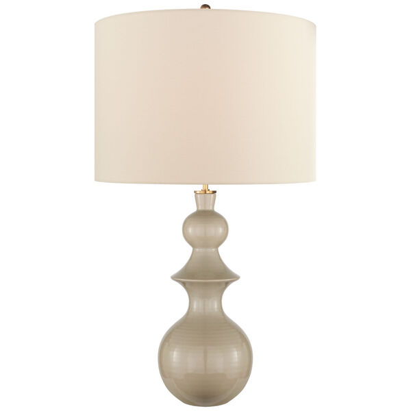 Saxon Large Table Lamp in Dove Grey with Cream Linen Shade by kate spade new york, image 1